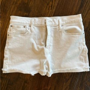 J. Crew mid ride white denim shorts